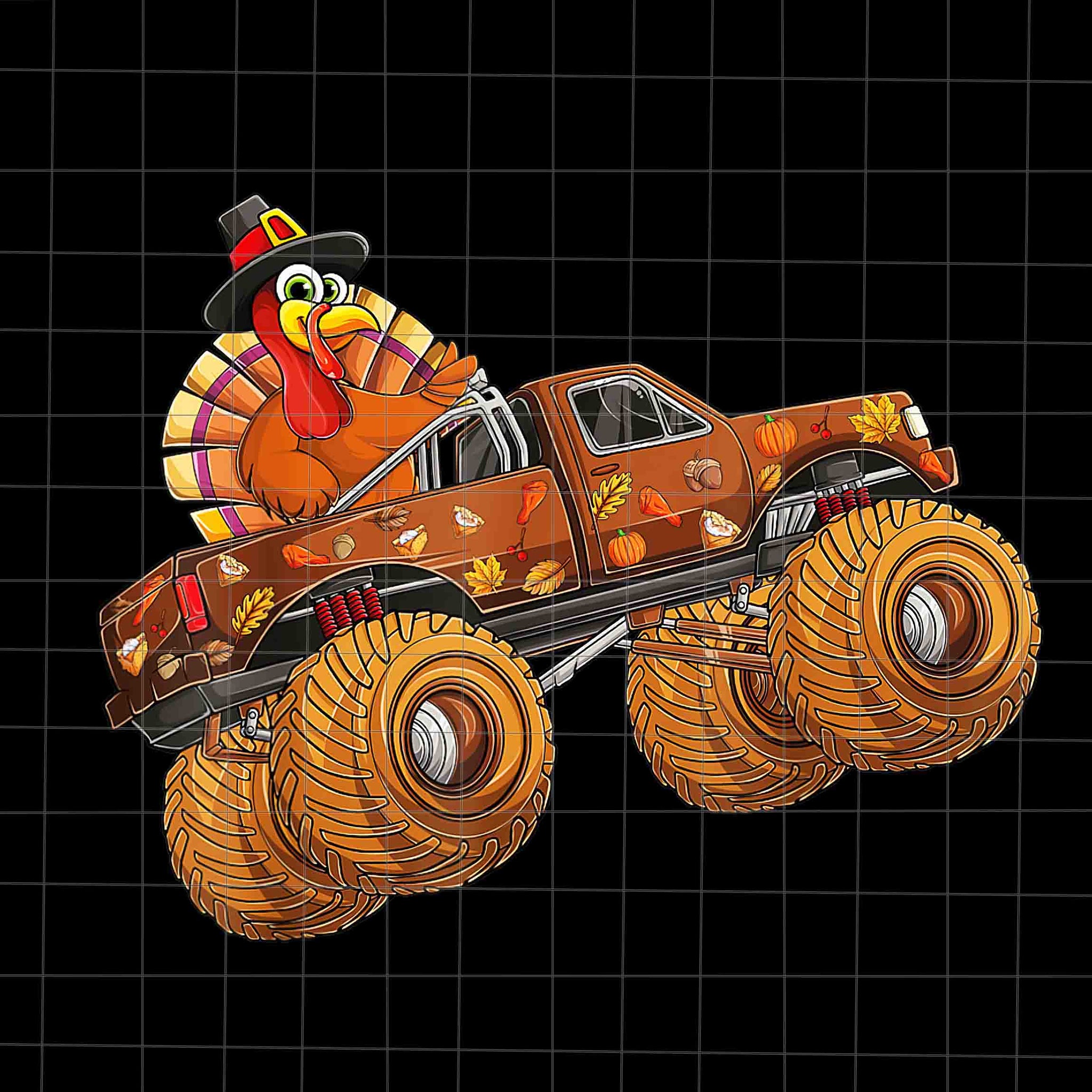 Thanksgiving Turkey Day Riding Monster Truck Png, Thanksgiving Png, Turkey Png, Turkey Riding Monster Truck Png, Turkey Day Png
