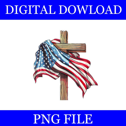 American Flag Christian Cross Jesus 4th Of July PNG, Christian Cross Jesus PNG