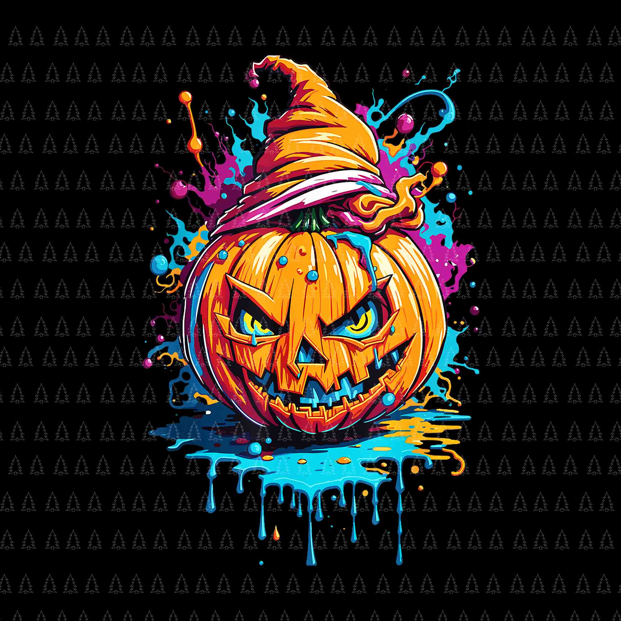 Halloween T-shirt Design With Pumpkin Concept PNG Images
