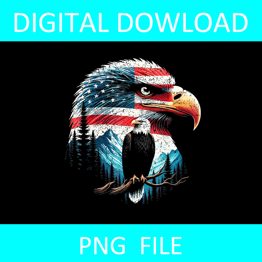 Bald Eagle American Flag For 4th Of July Red White Blue PNG