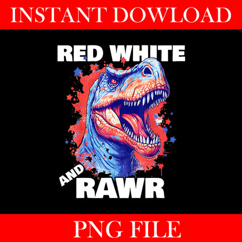 Dinosaur Red White Rawr American PNG, Flag 4th of July T Rex PNG