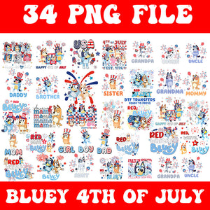 Bundle 4th Of July Bluey PNG, Red White And Bluey PNG, Bluey Party In The USA PNG