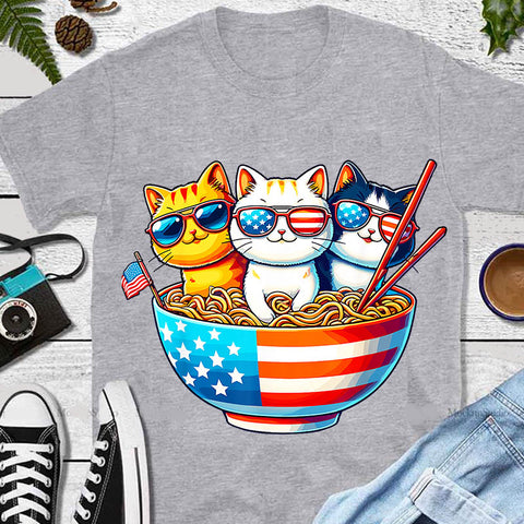 Cats Ramen Anime American Flag PNG