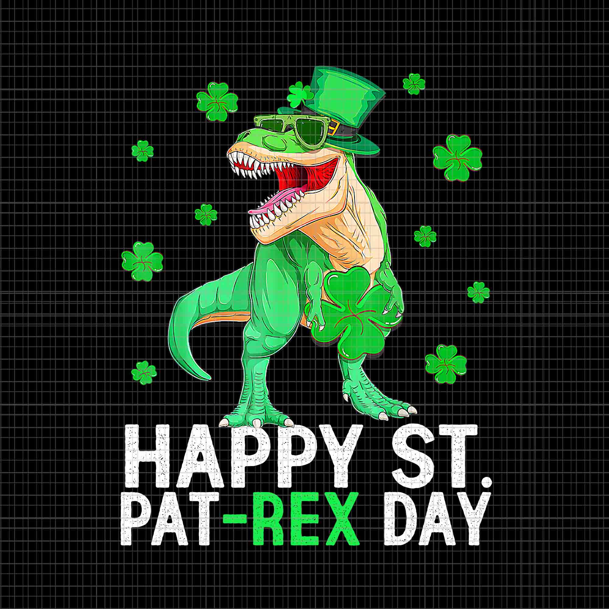 Dinosaur Saint Patrick's Day Png, Happy St PaT-Rex Day Png, Dinosaur Patrick Day Png, T-Rex Irish Png