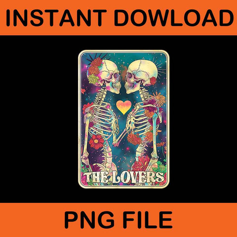 The Lovers Skeleton Tarot Romantic Gothic Flower Mystical PNG
