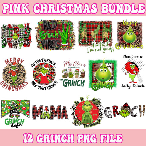 The Grinch Bundle, Grinch Bundle Png, Pink Christmas Bundle Png, Merry, Tumbler, Grnichmas Png, Retro Grinc Png, Christmas