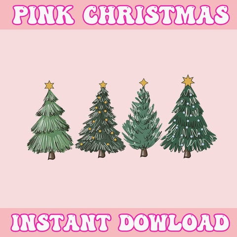 Christmas Pine Tree Forest Svg, Pink Christmas Svg, Pink Winter Svg, Pink Santa Svg, Pink Santa Claus Svg, Christmas Svg