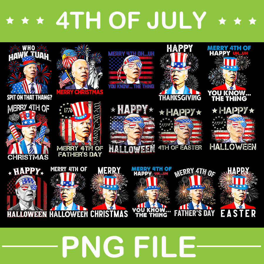 Bundle biden 4th of july png, happy halloween biden png, who hawk tuah spit on that thang biden png