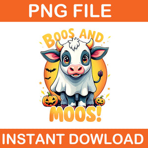 Boos and Moos Halloween Cow PNG