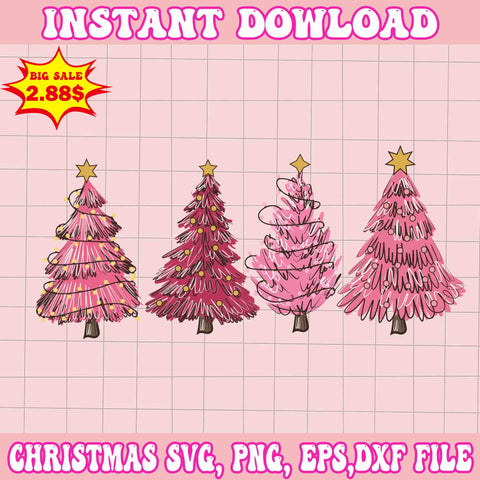 Pink Christmas Trees Svg, Pink Christmas Svg, Pink Winter Svg, Pink Santa Svg, Pink Santa Claus Svg, Christmas Svg