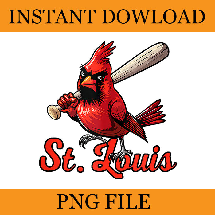 Cardinal Swing St Louis Retro Baseball PNG