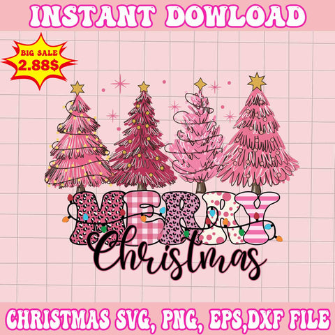 Merry Christmas Pink Tree Svg, Pink Christmas Svg, Pink Winter Svg, Pink Santa Svg, Pink Santa Claus Svg, Christmas Svg