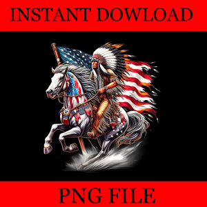 Native American Day Flag Indian Riding Horse 4th Of July PNG