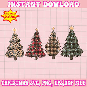 Plaid And Cheetah Christmas Trees Svg, Pink Christmas Svg, Pink Winter Svg, Pink Santa Svg, Pink Santa Claus Svg, Christmas Svg