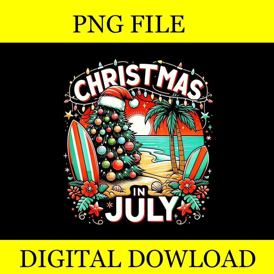 Christmas in july summer beach vacation xmas PNG,Christmas in july PNG