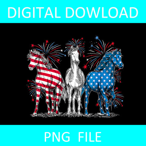 Horse 4th Of July PNG, Horse Red White And Blue American Flag PNG