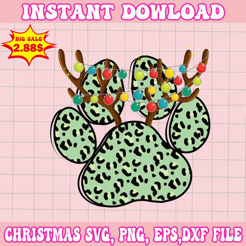Leopard Paw Christmas Svg, Pink Christmas Svg, Pink Winter Svg, Pink Santa Svg, Pink Santa Claus Svg, Christmas Svg