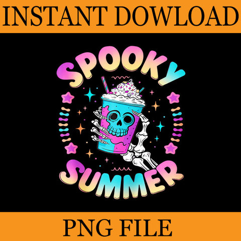 Spooky Summer Skeleton Ice Coffee PNG, Skeleton Halloween PNG