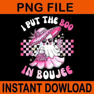 I Put The Boo In Boujee Pink Ghost Halloween PNG