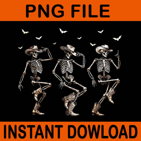 Western Halloween Cowboy Skeletons Dance PNG