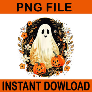 Floral Ghost Halloween Ghost Pumpkin Jack-o-Lantern PNG