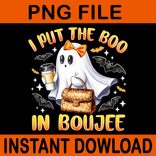 I Put The Boo In Boujee Leopard Ghost Halloween PNG