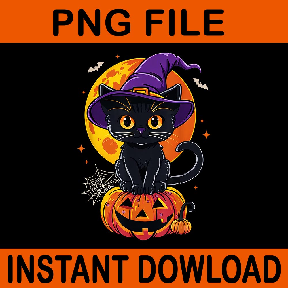 Black Cat Halloween Pumpkin PNG