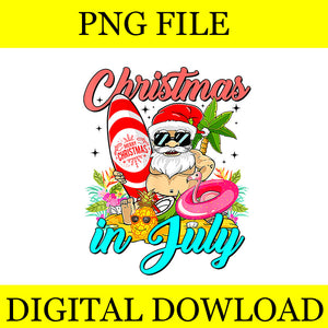 Santa Flamingo Christmas In July Summer Xmas PNG