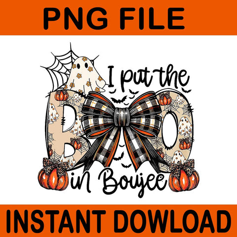 I Put The Boo In Boujee Ghost Coquette Bow Pumpkin PNG