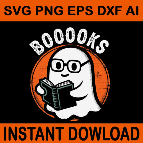 Cute Ghost Book SVG, Ghost Reading Books Halloween SVG