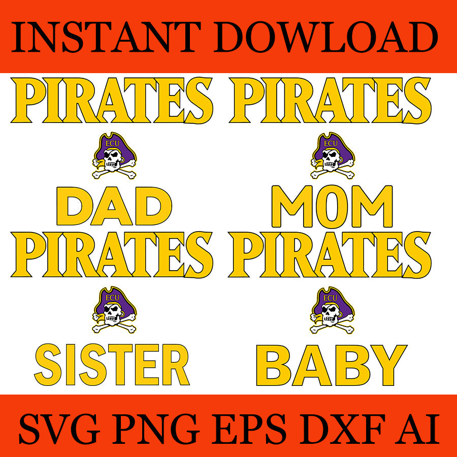 Ecu pirates dad svg, pirates family svg, pirates mom svg, pirates sister svg