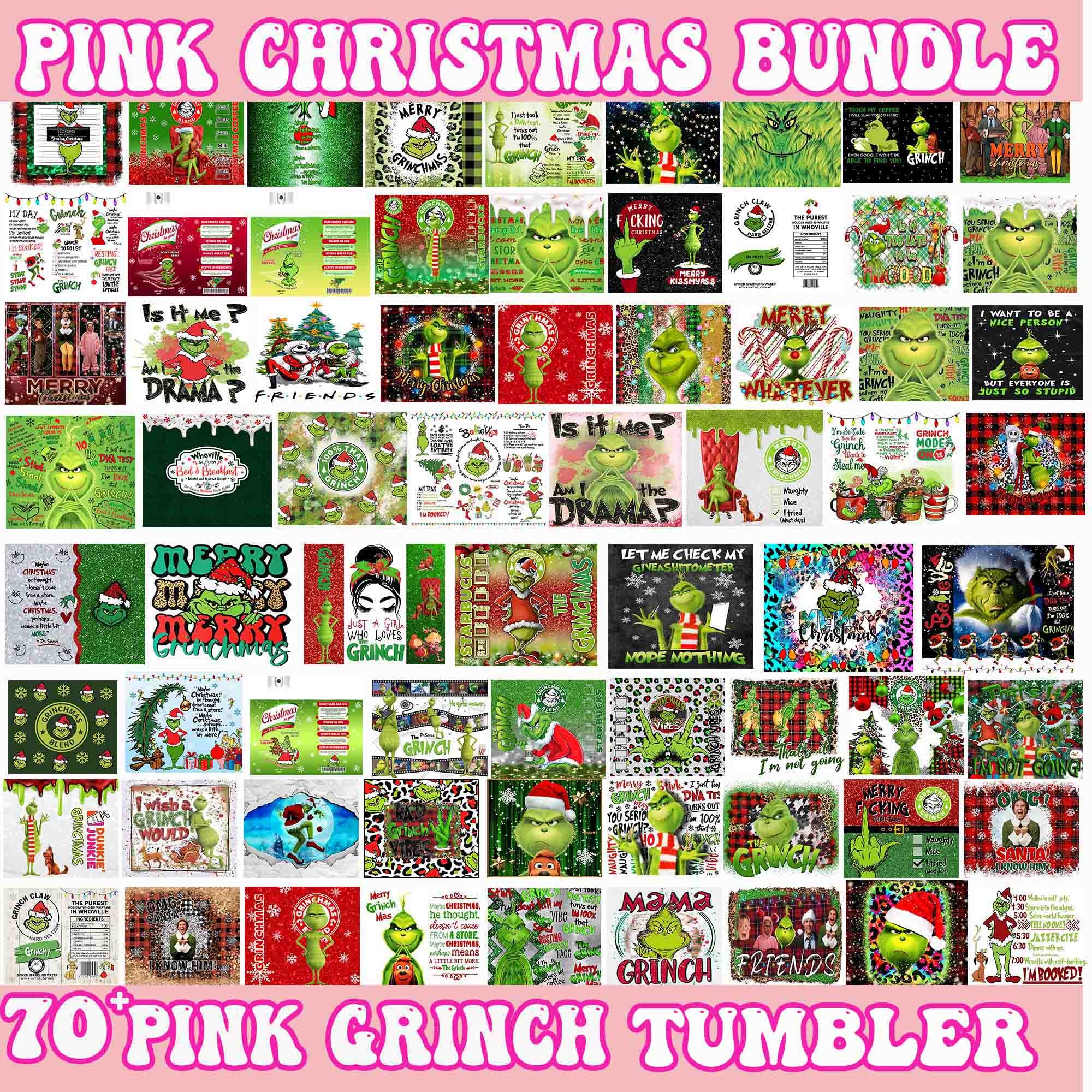 70 Grinch Christmas Tumbler Bundle Png, Grinch Bundle Tumbler Png, Pink Christmas Bundle Png, Merry, Tumbler, Grnichmas Png