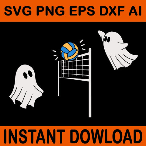 Volleyball Ghost Halloween SVG, Volleyball Sport Ghost SVG