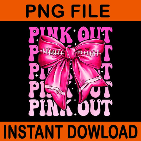 Pink Out Breast Cancer Football Coquette Bow Mom PNG