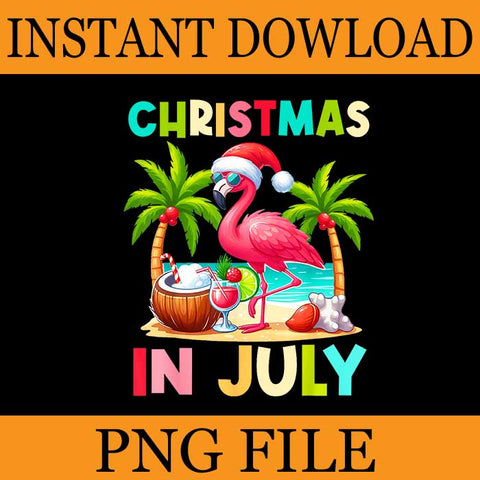 Christmas In July Flamingo Santa Beach Summer PNG