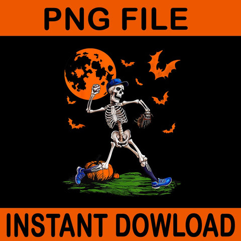 Baseball Skeleton Halloween PNG, Baseball Spooky Season PNG