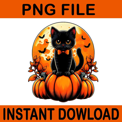 Black Cat Pumpkin Halloween Fall Autumn Season PNG