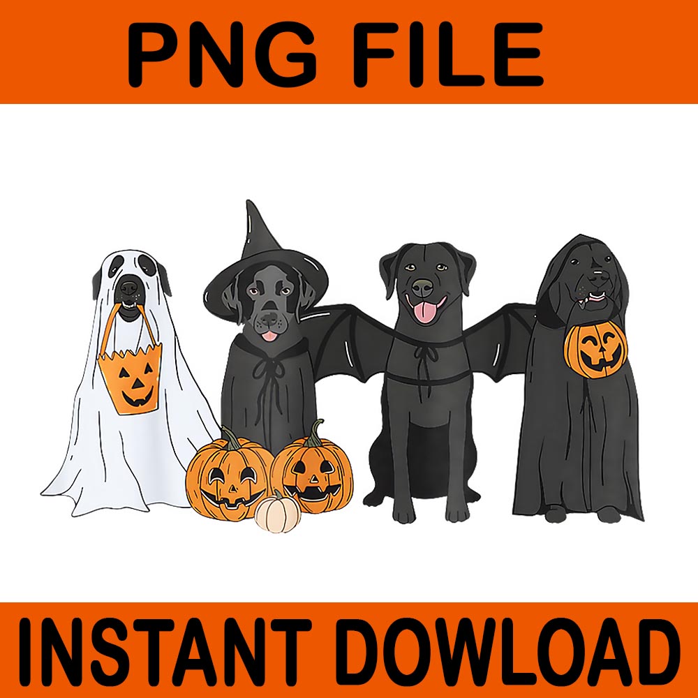 Black Labrador Halloween Ghost Pumpkin PNG