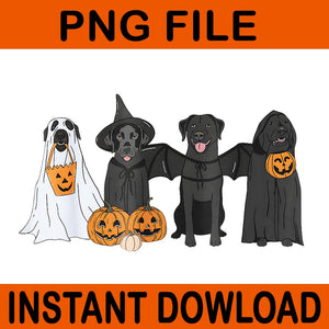 Black Labrador Halloween Ghost Pumpkin PNG