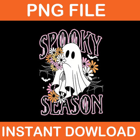 Spooky Season Ghost Halloween Floral PNG