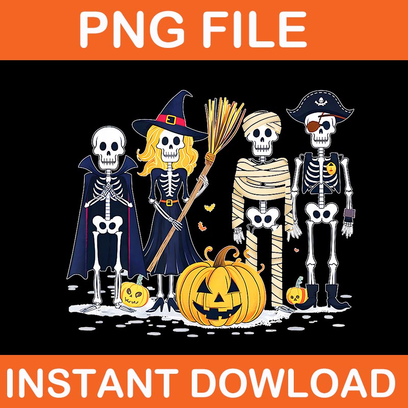 Skeletons And Friends Fall Season Halloween PNG