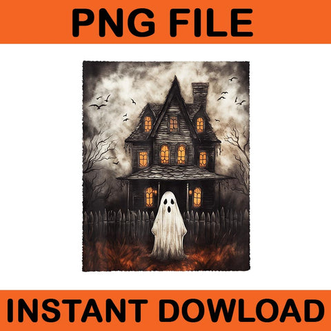  Ghost Haunted House Midnight Halloween Spooky PNG