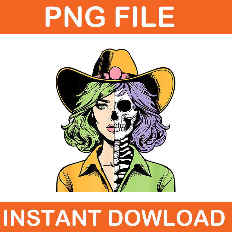 Cowgirl Skeleton Halloween PNG