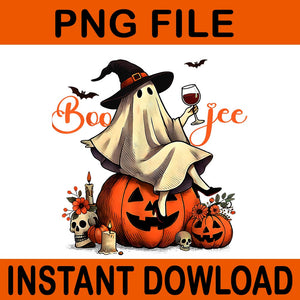 Boo Jee Ghost Ice Coffee Coquette Bow Halloween PNG