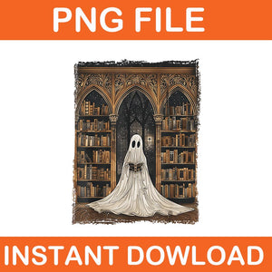 Reading Ghost Library Halloween PNG, Librarian Book Ghost PNG