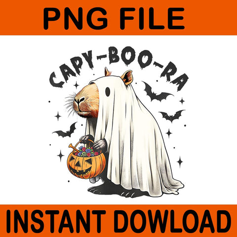 Ghost Capybara Pumpkin Halloween PNG