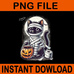 Black Cat Mummy Halloween PNG