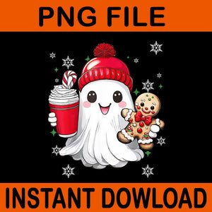 Ghost Gingerbread PNG, Ghost Coffee Gingerbread Christmas PNG