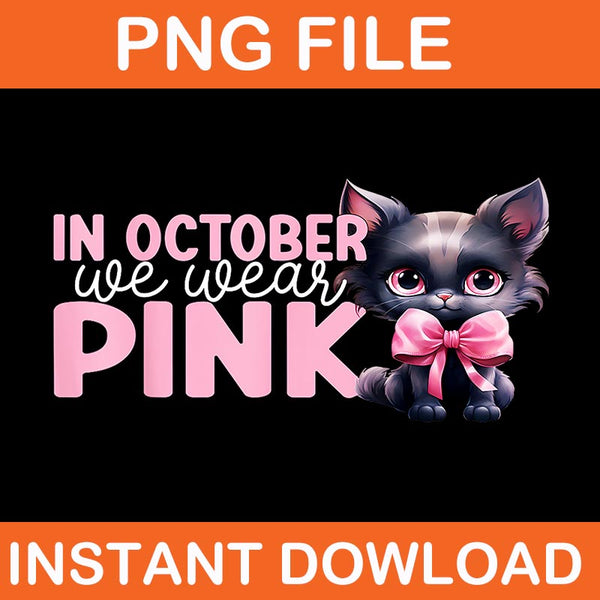 Bundle In October We Wear Pink Ghost Witch Breast Cancer Awareness PNG