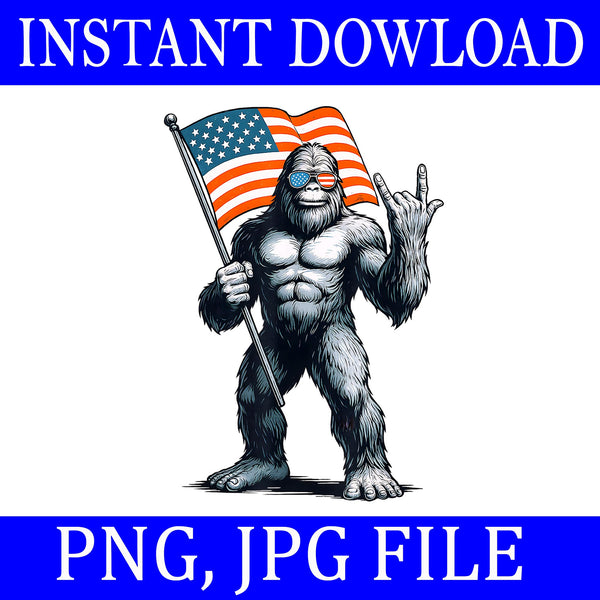 Bigfoot Rock Sasquatch 4th Of July PNG, Bigfoot 4th Of July PNG